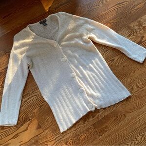 Silk angora blend ivory cardigan sweater